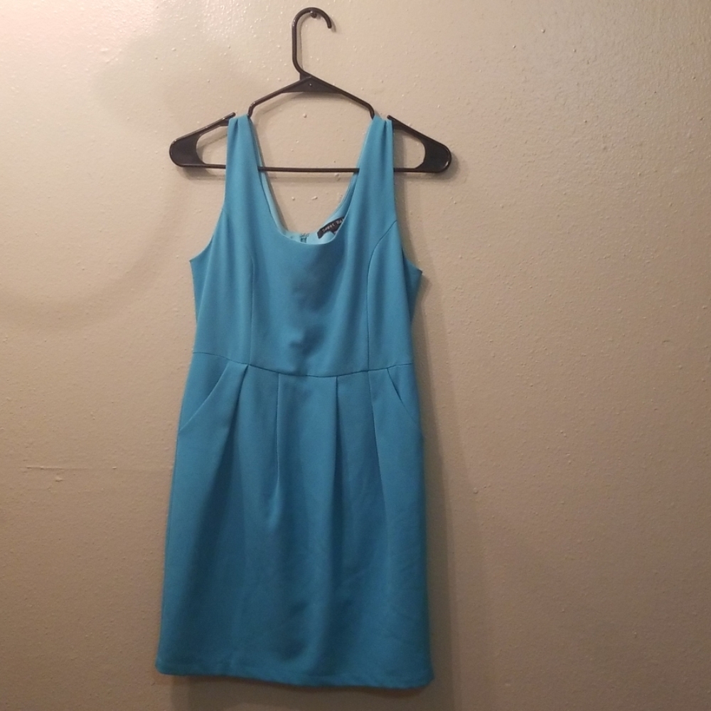 Teal mini dress with pockets